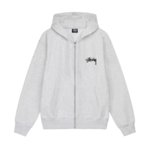 STUSSY WHITE BURNING STOCK ZIP HOODIE